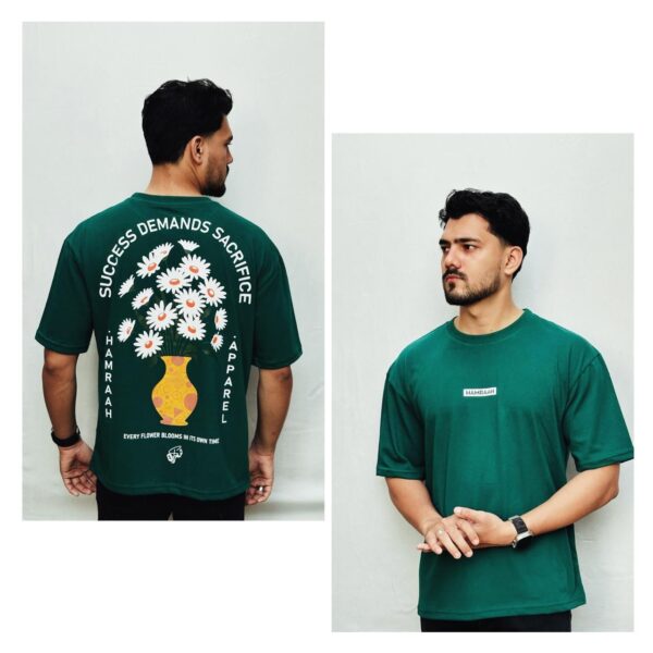 Green - Emerald Bloom Drop Shoulder T-Shirt